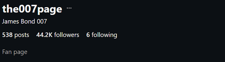 the007page Instagram profile - 538 posts, 44.2K followers, 6 following